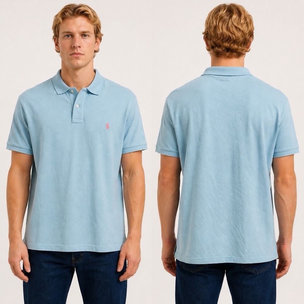 Polo Ralph Lauren Shirt Mens Custom Slim Fit Polo Shirt Blue Size XXL NWT Read